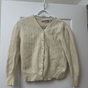 Sears Cream Button-Up Cardigan Sweater